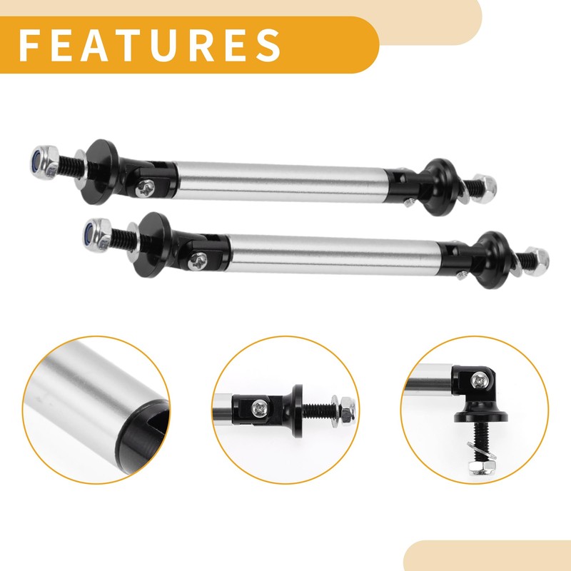 Partuto 2pcs 75mm/2.95in Car Splitter Support Rods Adjustable Front Rear