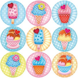 144 Sweet Summer Ice Cream 30mm School Reward Stickers, Teachers, Party Bags