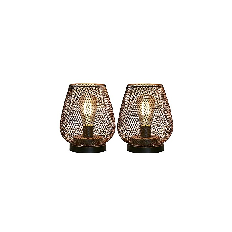 JHY DESIGN Set of 2 Metal Cage LED Lantern Battery