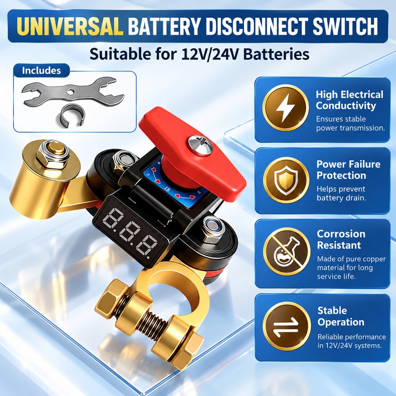 Car Battery Disconnect Switch for Vehicle Storage – Rotating Battery