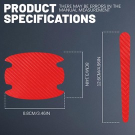 8PCS Car Door Handle Scratch Protectors, Carbon Fiber Car Door Handle Bowl Sticker, Universal Car Door Handle Paint Guard Cover, Auto Exterior Decor Door Handle Cup Protective Film for Most Models