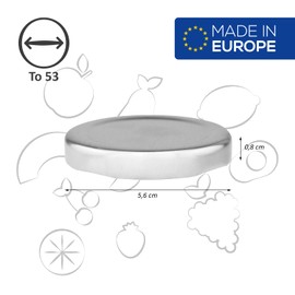 WELLGRO To 53 Preserving Lid, Silver, Metal, Replacement Lid for Preserving Jar, Various Quantities, Quantity: 25 Pieces