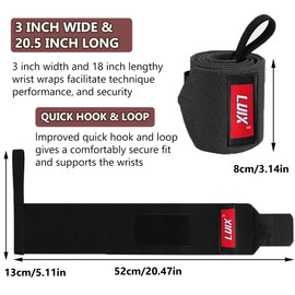 Weight Lifting Straps, Lifting Wrist Wraps, Support Elasticated Cotton Straps Thumb Loop, 19 inch Anti-Slip Powerlifting Deadlifting Strength Training & Gym Training Ideal for Men and Women(Black)