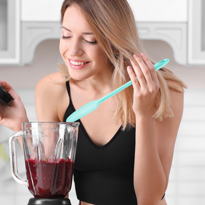 Patelai Long Handle Silicone Jar Spatula Non-Stick Rubber Scraper Heat