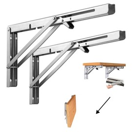 KATLKIU 8 inch Metal Bracket - Pack of 2, Load up to 40 kg, Rustproof L-shaped Shelf, Space Saving Triangular Metal Bracket, Heavy Duty Wall Mount for Folding Table