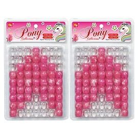 126 Pcs Beads Jewelry Making Kit DIY Hair Braiding Bracelet Ornaments Crafts Marble Jumbo Round Pony (Pink)