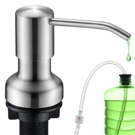 Hand Soap Dispenser for Kitchen Sink, SonTiy Kitchen Dish Soap Dispenser Pump Brushed Stainless, Stainless Steel Liquid Soap Dispenser with 47" No-Spill Extension Tube+17 OZ Bottle