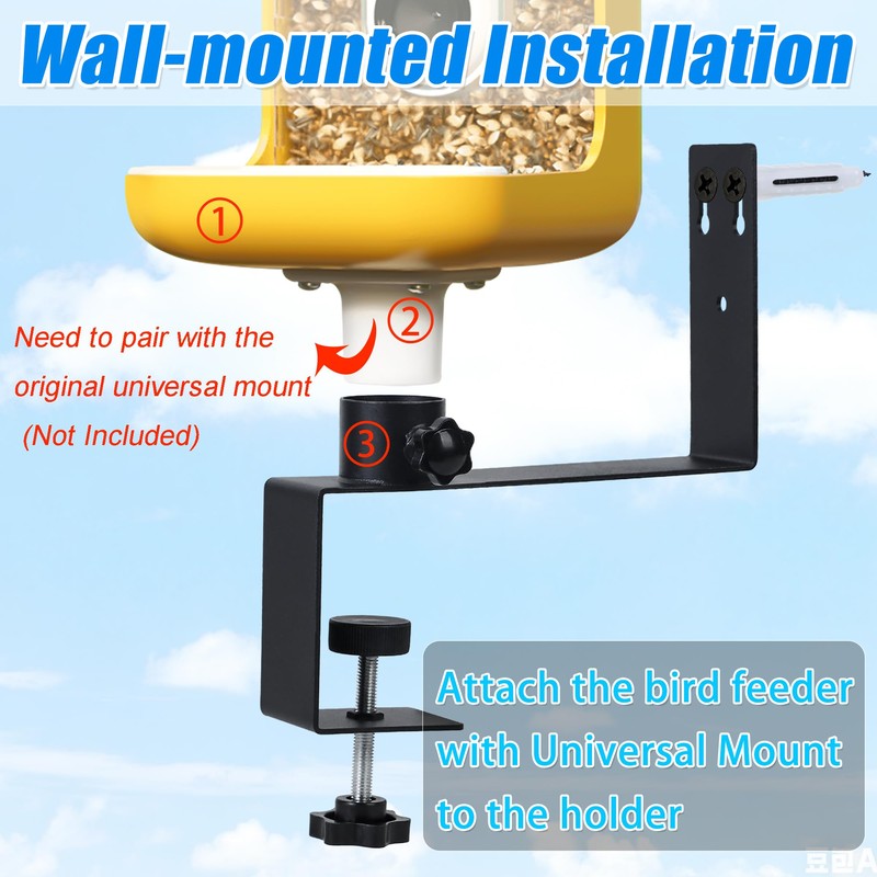 Metal Mount for Bird Buddy Smart Feeder, Wall and Railing