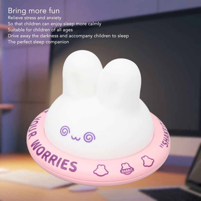 Cute Bunny Night Light Rechargeable 3 Levels Warm Light Soft