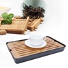 Tea Tray, Rectangular Bamboo Tea Tray with Drip Plate, Teapot,