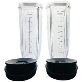 LYTIO Twin-Pack Replacement 32 oz Nutri Ninja Clear Cups with Sip and Seal Lids - 407KKU641