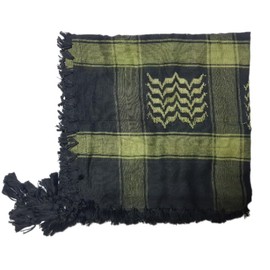 Retro Seventy2 Olive Green and Black Palestinian Shemagh Scarf with Tassels Arab Keffiyeh Desert Head Neck Wrap Unisex