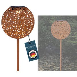 bmf-versand® Solar Lamp for Outdoor Garden Decoration - Garden Lamp Ball Rust Look 18.5 cm - Solar Light Ground Spike - Outdoor Lamp LED Balcony - Garden Lamp Solar Ball Lantern