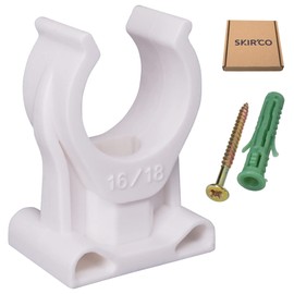 SKIR'CO (10 pieces) pipe clamps, plastic clamps for 16-18 mm pipes, U-type pipe clamps, hose hanger, pipe clamps, white
