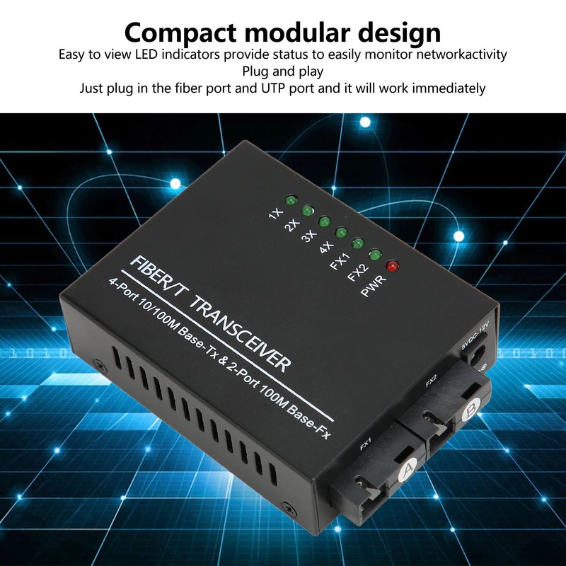 Fiber Transceiver Tx1310nm/Rx1550nm Single Fiber Single Mode RJ45 Port Optical