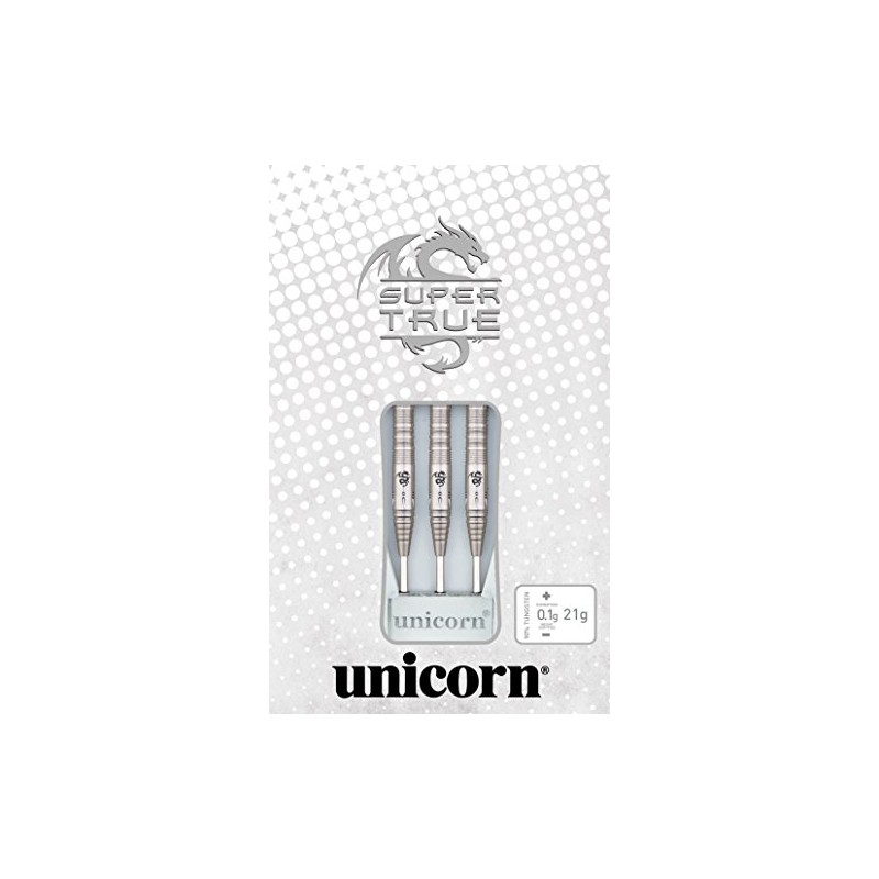Unicorn Super True 90 Percent Tungsten, White Darts, Silver, 25