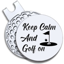 GEYGIE Keep Calm and Golf On Golf Ball Marker with Magnetic Hat Clip, Funny Golf Accessories Gifts for Men Women, Golf Gifts for Men Woman, Birthday Gifts for Golf Fan, Golf Novelty Gift