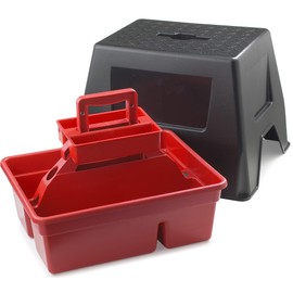 LITTLE GIANT Stable Storage Box and Stool DuraTote Stool and Tote Box with Carrying Handle (Red) (Item No. DTSSRED)