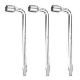 HARFINGTON 3pcs Car Spare Tire Lug Wrench 17mm CR-V Steel l Type Slotted End Hexagon Socket Wrench L-shaped Tire Repair Tool for Automobile Repair