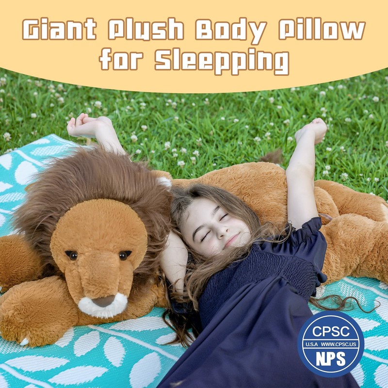 Tezituor 43.3inch Giant Lion Stuffed Animals, Realistic Large Stuffed Lion