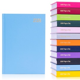 evelay A6 Diary 2026 Day Per Page Full Year Hardback Daily Planner Organiser Journal Compact Agenda for Notes Appointments Goals (A6 Page a Day, Sky)
