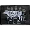 Retro Metal BBQ Wall Sign Tin Vintage Cow Cuts Beef