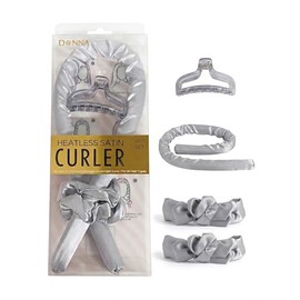 DONNA Set de rizadores de cabello de satén sin calor, kit para rizos nocturnos con cinta, diadema, pinza y 2 coleteros: rizos de seda sin calor para c