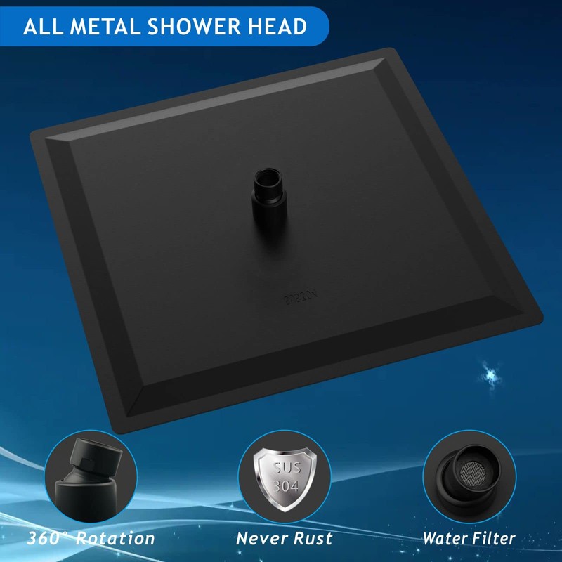 Voolan Oversize Rain Shower Head - High Flow Square Rainfall