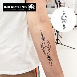 INKARTLINK Cell Colored Tattoo Stickers, Set of 2, Waterproof, Fashionable, Geometric Moon
