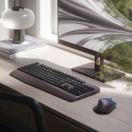 MPTOG Ergonomic Keyboard and Mouse Combo with Wrist Rest, BK Chipset, Full-Size Colorful Office Keyboard and Mouse, Power Button, USB Receiver for PC Laptop (Coffee)