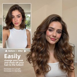 Ideal Swan 50cm Clip in Long Wavy Synthetic Hair Extension, 4 PCS Long Wavy Curly Hair Extension, Wavy Hairpieces, Clip in Hair Extensions for Women Daily Use (Brown)