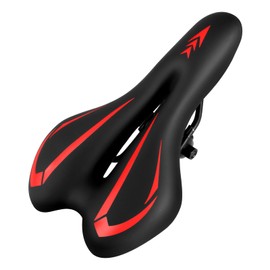 Gel Bike Saddle for Men & Women – Waterproof, Breathable Cycling Seat for MTB, BMX, Road Bikes, City & Exercise Bikes – Comfortable Ergonomic Design with High-Density Gel Padding(Red)