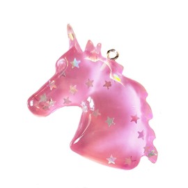 Pink Unicorn fan or light pull with embedded silver stars handmade by Mossy Cabin with 12" chain and clasp