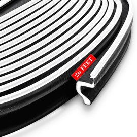 Black Kerf Door Weather Stripping for Door Frame Seal,Extra Thick Exterior Door Weatherstrip for Lager Gap,New Upgraded V-Shaped Door Insulation Strip Replacement for Door Weatherstripping 26Ft