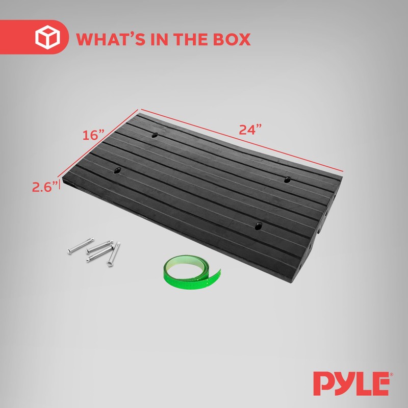 Pyle 2 Ft. Rubber Threshold Curb Ramp for Driveway -