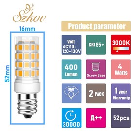 2-Pack 4W LED Bulb for Cosmetic Vanity Makeup Mirror with Single Double Sided Lighted Magnification 120V Mirror Replacement Bulbs 40W Equivalent Warm White 3000K