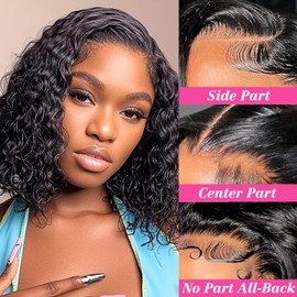 Deep Wave Bob Wig Human Hair 180% Density 13X4 Hd Lace Front Wigs 12inch Deep Curly Human Hair Bob Wigs For Black Women
