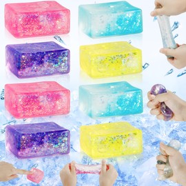 Kinmsito Pack of 8 Stress Balls for Children and Adults, Ice Cube Fidget Toy, Stress Balls, Squeeze Cube, Stress Balls Children, Ice Cube Fidget Toys, Cube Anti-Stress Toy for Boys and Girls