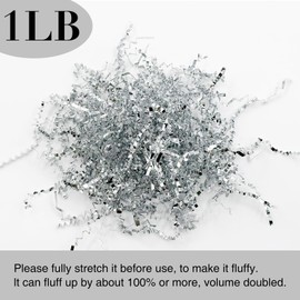 Corlcol 1LB Crinkle Cut Paper Shred Filler for Gift Box Bag and Basket On Holidays(Sliver)