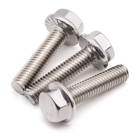 3/8-16 x 1 Serrated Flange Hex Head Bolts Screws, 304 Stainless Steel 18-8, Fully Threaded, Coarse Thread UNC, 10 pcs