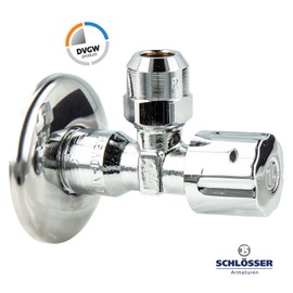 Professional Angle Valve 3/8 Inch Self-Sealing DVGW-Tested Brass Chrome-Plated
