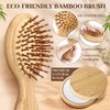 48 Pack Mini Bamboo Hair Brush and Wooden Makeup Mirror