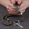 HanlinCC Saint Benedict Paracord Rosary Necklace Large and Heavy Metal