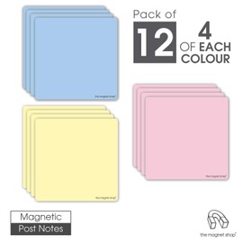 The Magnet Shop - Magnetic Sticky Notes, Neon Coloured Dry Wipe Reusable Labels and Dry Erase Marker Pen. Re-usable Post-Notes. Great for Agile, Scrum, Kanban or Lean. (Pastel, 95mm x 95mm)