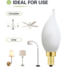 Duoled E12 Dimmable Candelabra Bulb 2700k Warm White Candle Light Bulb 40 Watt Small Base Frosted Chandelier Led Bulb E12 Bulbs 4W for Chandelier,Ceiling Fan,400lm,6 Pack