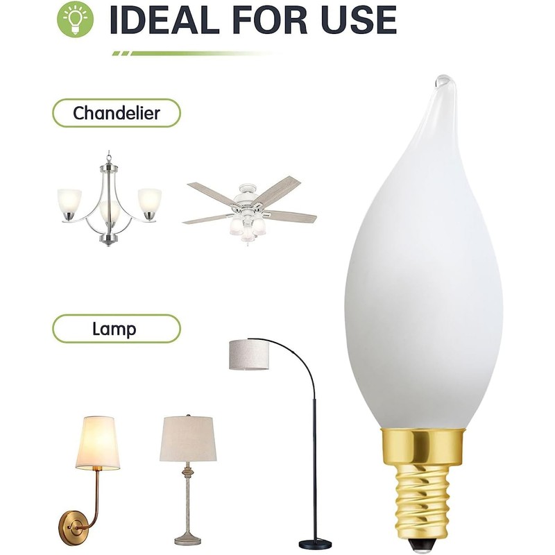 Duoled E12 Dimmable Candelabra Bulb 2700k Warm White Candle Light