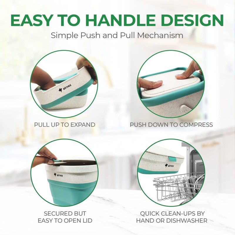 Collapsible Small Compost Bin Kitchen Counter Caddy with Lid -