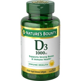 Nature's Bounty Vitamin D3 1000IU Supplement Bone & Immune Health Support 250ct