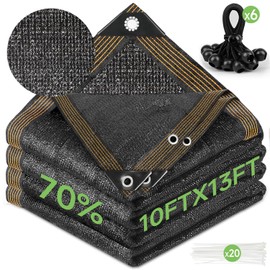 FOTMISHU 70% Shade Cloth 10ftx13ft Anti-Aging Sun Mesh UV Resistant Net, Sunblock Garden Tarp for Plant Cover, Greenhouse, Barn or Kennel, Flowers, Plants