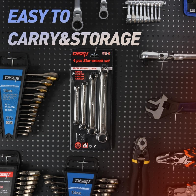 DISEN 2025 Upgraded 4-Piece E-Torx Wrench Set, Double Box End